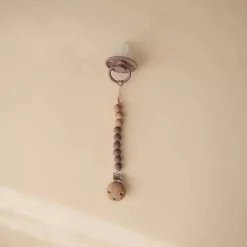 Mushie - Clipe de chupeta de bebê 100% silicone sem BPA, Eva Ash Fashion