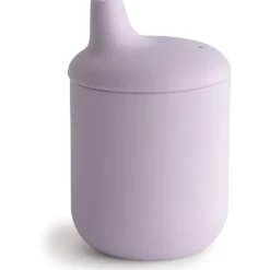 Mushie - Copo com canudinho 100% silicone para bebê, 6 meses ou mais, lilás macio Hot
