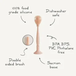 Mushie - Escova para mamadeira, silicone macio com base de sucção, natural Discount
