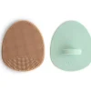 Mushie - Escova para touca de banho de bebê para pele seca, tratamento de eczema, pacote com 2, natural/azul Cambridge Best