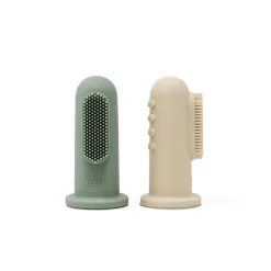 Mushie - Finger Toothbrush (Shifting Sands/ Cambridge Blue) New