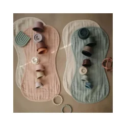 Mushie - Burp Pano Algodão Orgânico Pacote com 2 - Blush/Fog Clearance