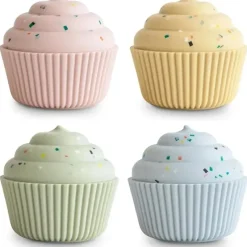 Mushie - Pacote de 4 brinquedos para cupcake de mistura e combinação de silicone, sem molde Hot