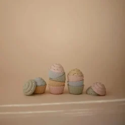 Mushie - Pacote de 4 brinquedos para cupcake de mistura e combinação de silicone, sem molde Hot