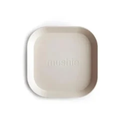 Mushie - Pratos Quadrados para Bebês - Conjunto de 2 - Marfim Best