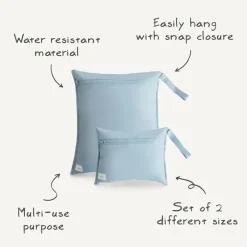 Mushie - Sacos úmidos resistentes à água, saco de armazenamento reutilizável grande e pequeno, conjunto de 2 blush Outlet