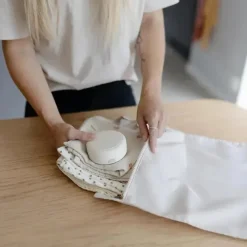 Mushie - Sacos úmidos resistentes à água, saco de armazenamento reutilizável grande e pequeno, conjunto de 2 blush Outlet
