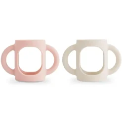 Mushie - Silicone Bottles Handles, Blush/Shifting Sand Discount