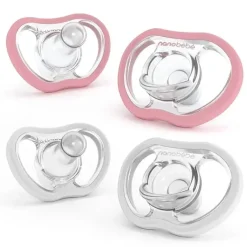 NanoBebe - 4 unidades de chupetas flexíveis ativas rosa e brancas para bebês 4/36M Discount