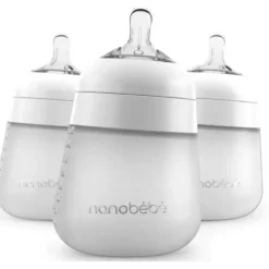 NanoBebe - mamadeira de silicone flexível branca 3 unidades, 9 onças Hot
