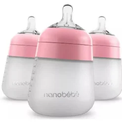 NanoBebe - mamadeira de silicone flexível rosa 3 unidades, 9 onças Discount