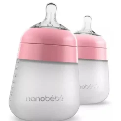NanoBebe - mamadeira de silicone 2 unidades 9 onças, rosa Clearance
