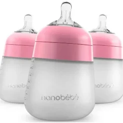 NanoBebe - mamadeira de silicone 3 unidades rosa, 9 onças Discount