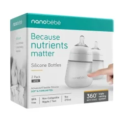 NanoBebe - mamadeira de silicone 2 unidades 9 onças, branca Discount