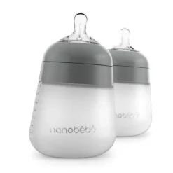 NanoBebe - mamadeira de silicone 2 unidades, cinza, 9 onças Fashion