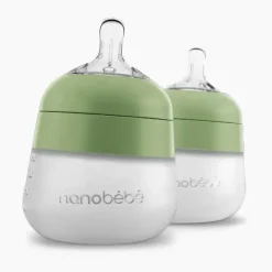 NanoBebe - mamadeiras flexíveis de silicone, anticólicas, toque natural, pacote com 2, branco, 9 onças Discount