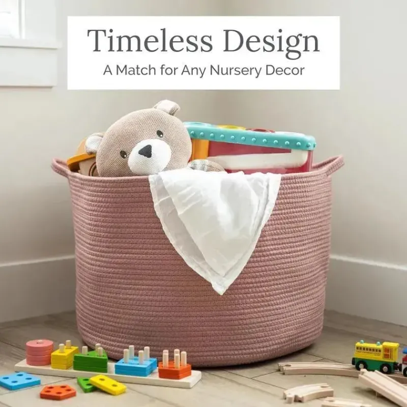 natemia__cesta_de_armazen_SKU4jRGEMRh_1.webp Natemia - Cesta de armazenamento de corda, caixa de berçário e organizador de brinquedos (15”x15”x14”), rosa, grande Sale