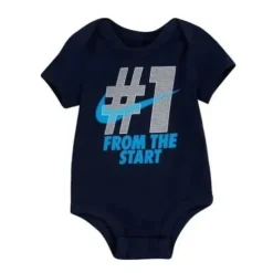 Nike Baby - Body Manga Curta 1 Desde o Início, Azul Marinho Meia-Noite New