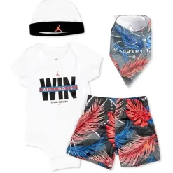 Jordan Nike - 4 peças body/short/babador/chapéu, branco Fashion