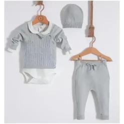 Nipperland - Baby Gray Knitted Outfit Set Hot