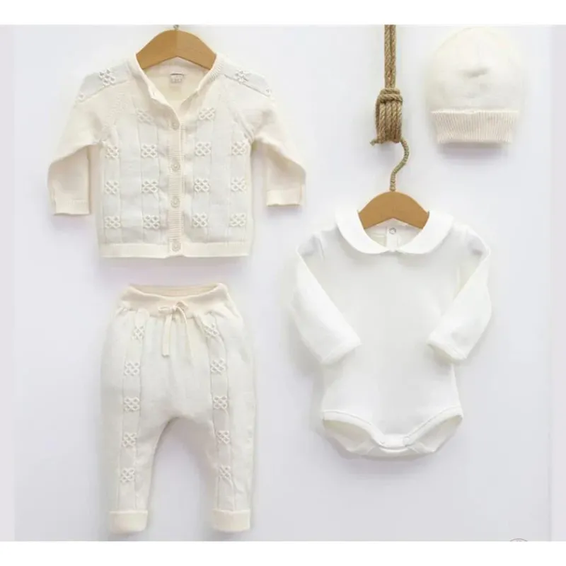 nipperland__baby_knitted__SKUkhlaCBEK_0.webp Nipperland - Baby Knitted Out Fit Set W Bow Tie Cream New