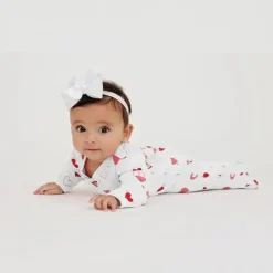 Noomie - Baby Cotton Zipper Footie Valentine Hearts Clearance