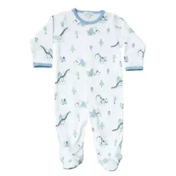 Noomie Snap Footie Dinos, branco e azul Clearance