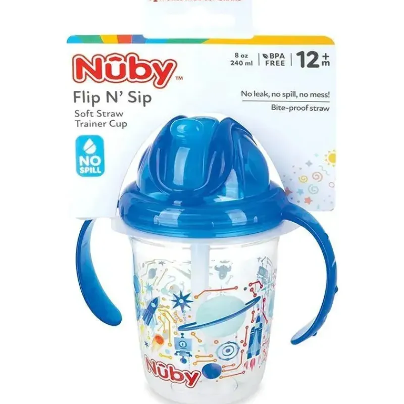 nuby__blue_tritan__alas_a_SKUuhX9zhTG_1.webp Nuby - Blue Tritan 2 alças anti-derramamento Flip-it Copo estampado de canudo, 8 onças Hot