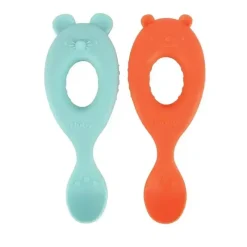Nuby - Colheres de personagens de silicone - 2 unidades de silicone, urso e mouse New