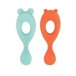 Nuby - Colheres de personagens de silicone - 2 unidades de silicone, urso e mouse New