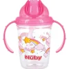 Nuby - Copo estampado de canudo com 2 alças, sem derramamento, Flip-it, tritan rosa, 8 onças Hot