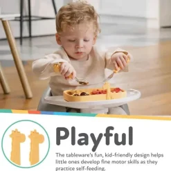 Nuby - Garfo e Colher Girafa de Silicone em Aço Inoxidável - Amarelo Hot