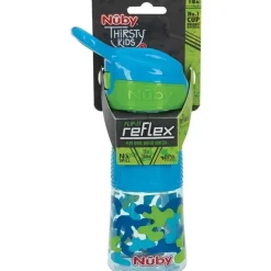 Nuby - Garrafa Flip-It Reflex, Aqua Camo Fashion