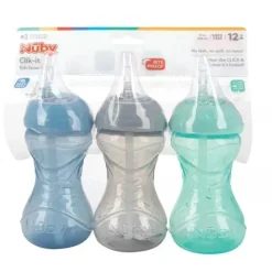 Nuby - 3Pk Clik-It Flexi-Straw Cup10 Oz, Água/Cinza/Azul Online