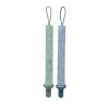 Nuby - 2Pk suporte para clipe de chupeta de tecido estampado para meninos com clipe de plástico, pontos azuis/verde Dino Discount