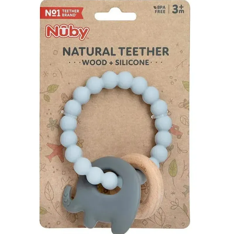 nuby__pulseira_de_dentio__SKUQF4tPhAp_2.webp Nuby - Pulseira de Dentição de Silicone e Madeira, Cinza Fashion