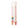 Nuby - Suporte para clipe de chupeta de tecido estampado 2 unidades para meninas com clipe de plástico, pêssego Online