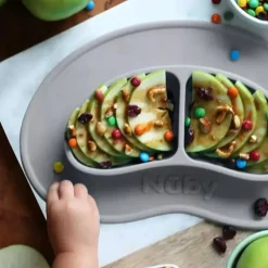 Nuby - Tapete de alimentação de silicone seccionado, cinza Sale