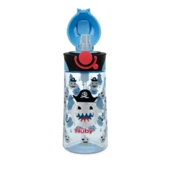 Nuby - Thirsty Kids 15Oz Flip-It Bolt Pirate Sharks Azul Discount