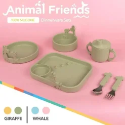 Nuby - Tigela de alimentação para bebê girafa de silicone - Verde Sale