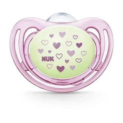 Nuk - 2 Pk Chupeta Fluxo de Ar Brilho no Escuro, Menina, Tamanho 2 Best