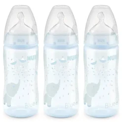 Nuk - garrafa anticólica de fluxo suave de 10 onças, elefante azul 3 unidades Fashion