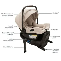 Nuna - Pipa Aire Rx Cadeirinha de carro infantil e base Relx, Biscotti Hot