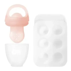Ola Baby - Alimentador de frutas frescas de silicone e conjunto de picolé para introdução de alimentos sólidos, Coral Fashion