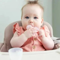 Ola Baby - Alimentador de frutas frescas de silicone e conjunto de picolé para introdução de alimentos sólidos, Coral Fashion