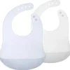Ola Baby - Babador impermeável de silicone dobrável para bebê com estojo de viagem, 2 unidades, mirtilo/pérola Sale