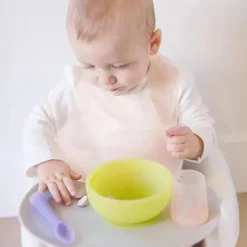Ola Baby - Babador impermeável de silicone dobrável para bebê com estojo de viagem, limão Clearance