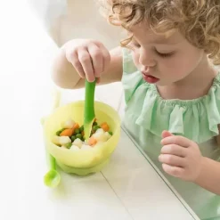 Ola Baby - Colher de treinamento de ponta macia 100% silicone para desmame conduzido por bebês, pacote com 2, limão/lilás Fashion