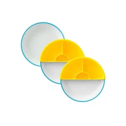 OmieBox Omie - Toddler Plate With Divider, Blue | 3 plates & 2 dividers Hot