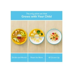 OmieBox Omie - Toddler Plate With Divider, Blue | 3 plates & 2 dividers Hot